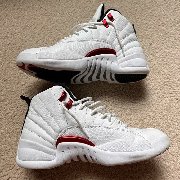 Gently Worn
CT8013-106 
Color: White/University Red/Black
Size: 10
Ships Day Of Jordan 12 Retro  main image 4